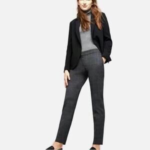 Theory Fia P Skinny Career Pants Wilford Plaid Gray Blue Check Wool Size 2
